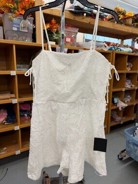 Lulus Exceedingly Poised White Lace Sleeveless Lace-Up Romper